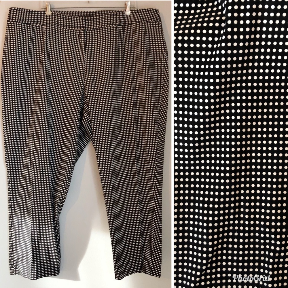 Talbots Woman Heritage Black Polka Dot Crop Pants, size 24W